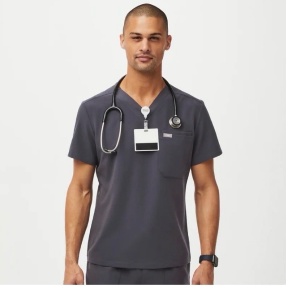 Figs Leon Gray Scrub Top